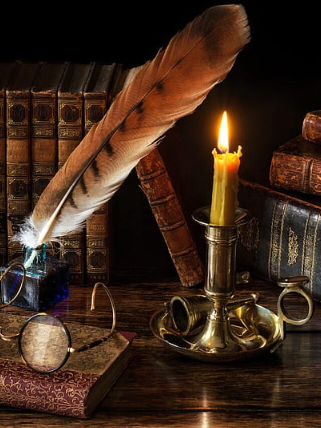 HD-wallpaper-pirates-study-candle-lit-candle-ink-books-novels-reading-glasses-ink-pen-candle-holder-pen-flame-magnifying-glass-feather-timepiece-feathered-pen-vintage